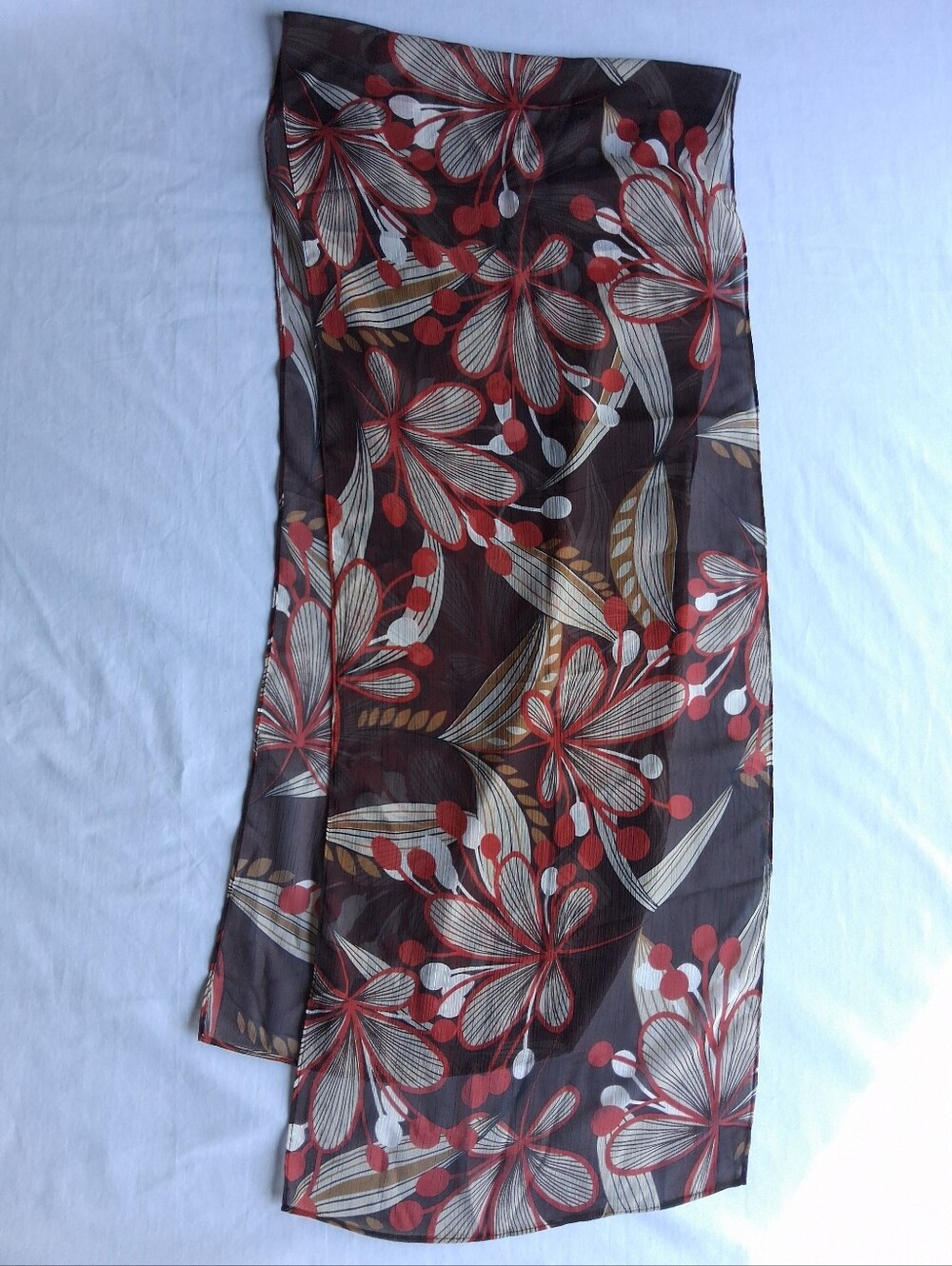 Vintage Scarf Retro Floral Chiffon Lightweight